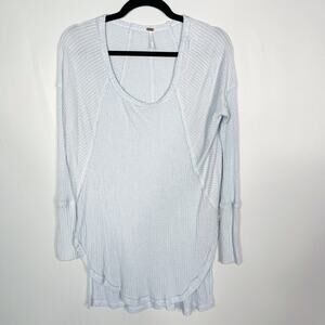 Free People XSmall XS Light Blue Ventura Long Sleeve Thermal Top Scoop Neck